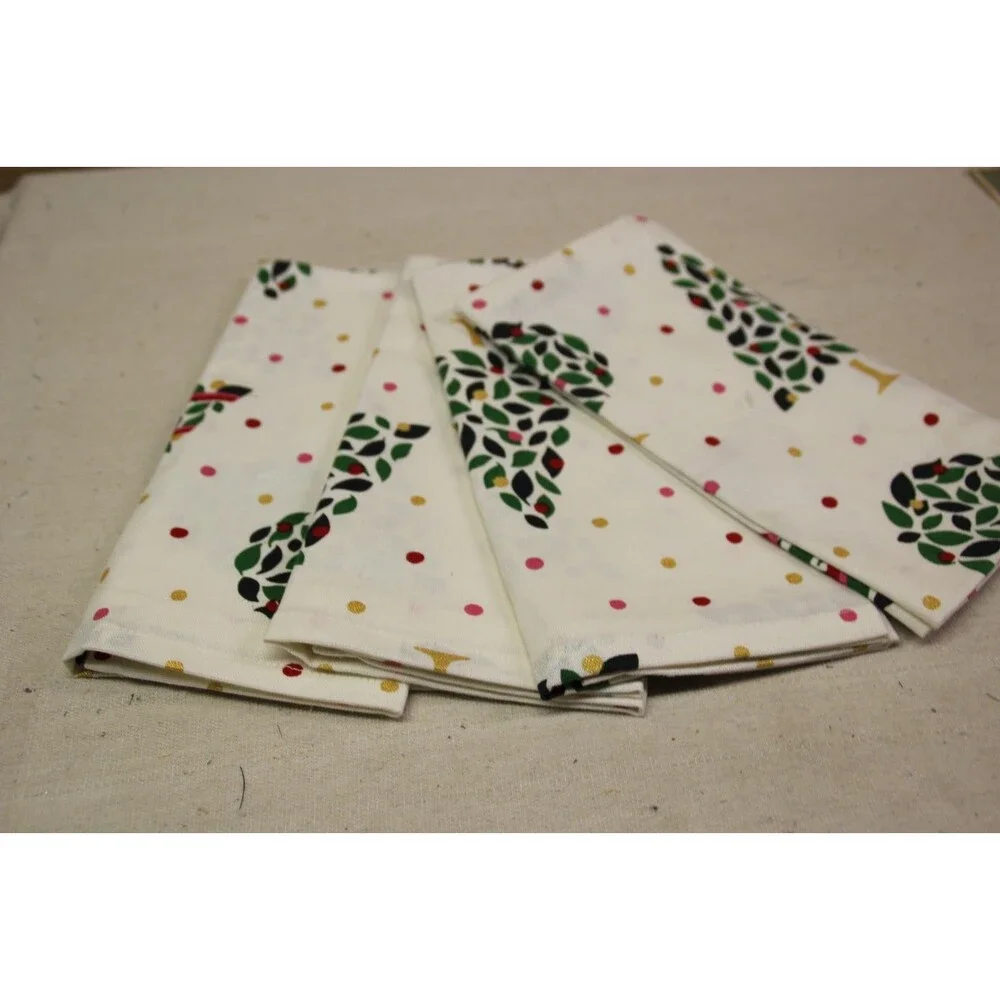 Kate Spade Loop And Dot 100% Cotton Polka Dots Square Tree Napkin (Set of 4)